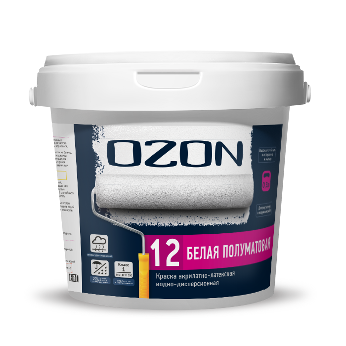 Краска акрилатно-латексная моющаяся OZON-12 ВД-АК-152С-1,1 С (бесцветная)  обычная